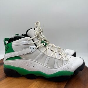 Nike Air Jordan 6 Rings Shoes Mens 13 Lucky Green White Black Basketball Sneaker